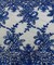 Royal Blue Floral Embroidered Lace Table Runner by the Yard, 14" Wide Sequin Mesh Lace Trim with Scalloped Edges